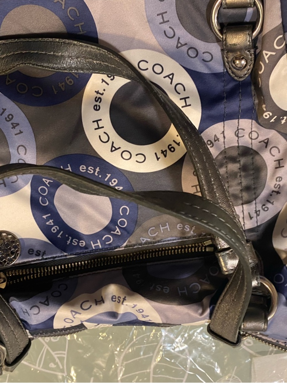 Coach Navy and Gray Signature Circle Crossbody Shoulder Bag - Picture 13 of 13